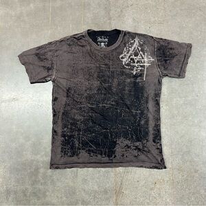 Archaic Affliction Graphic T Shirt Brown Distressed Y2K Men’s XL